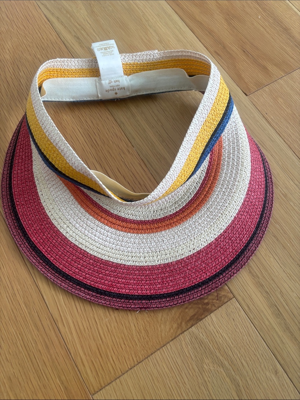 kate spade Multicolor Striped Straw Visor - Pink, Cream, Yellow, Blue, Orange